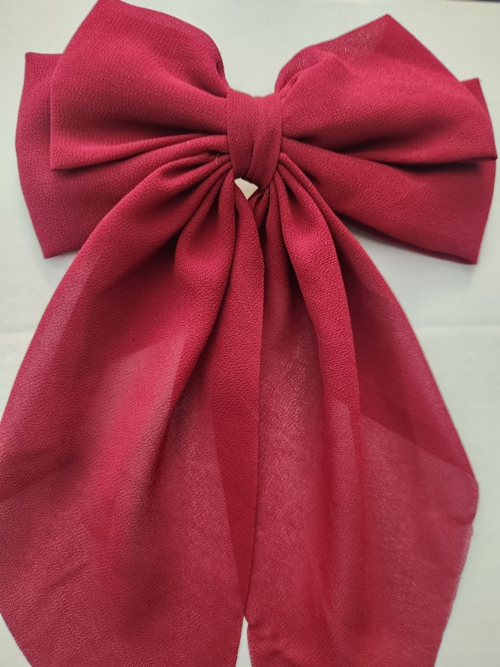 Elegant Girl's Chiffon Hair Bow Burette-Deep Maroon, NWOT
